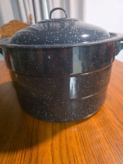 Blue Speckled Enamel Canner with Lid