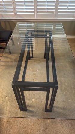 Glass Top Dining Table with Metal Base