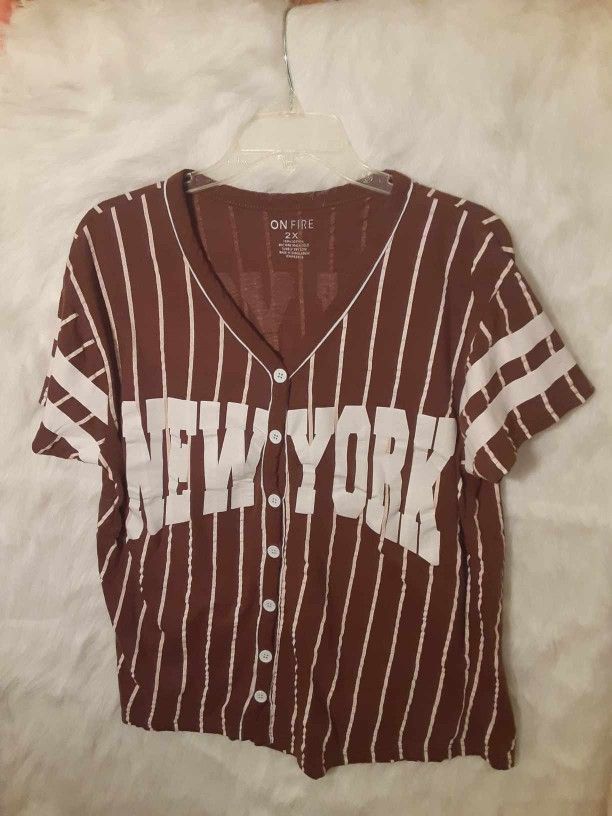 Women's On Fire Baseball Shirt Size 2X