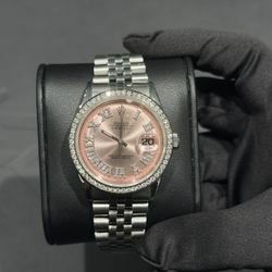 Authentic Original Rolex DateJust 36mm - Pink Dial with Bust Down Bezel Natural Diamonds 💎