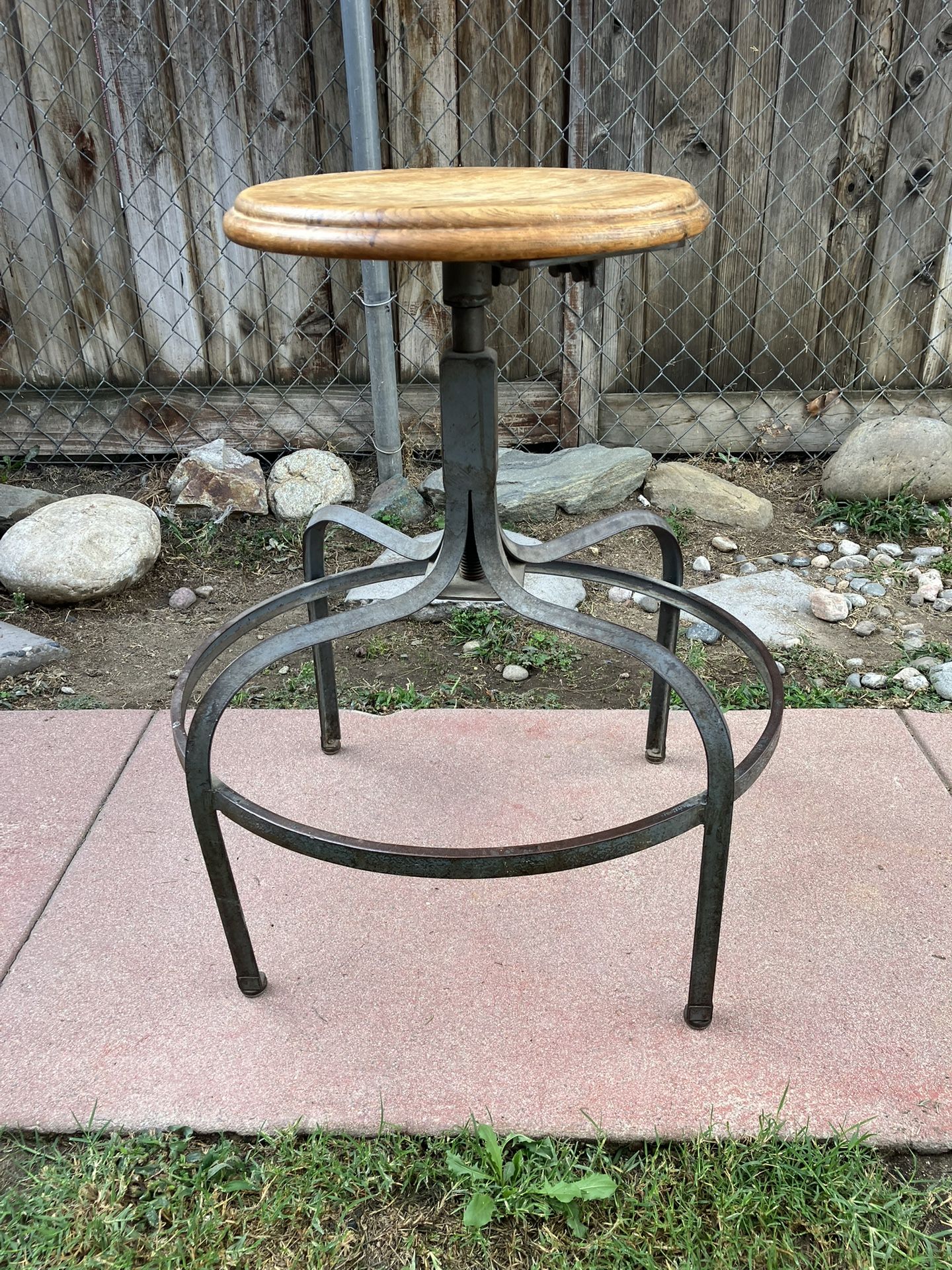 Vintage Metal Adjustable Stool 