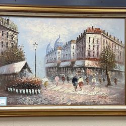 Art Oil Painting Framed Paris Street 