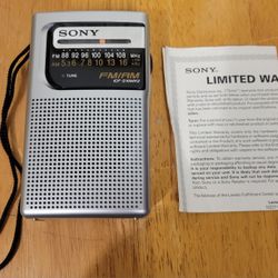 New Sony ICF-S10MK2 FM/AM 2 Band Pocket Radio Portable Compact W/ Carrying Strap