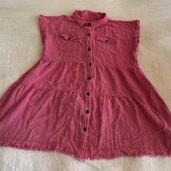 Women’s Pink Midi Shirt Dress