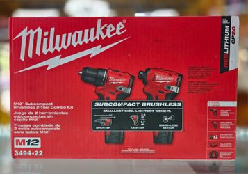 Milwaukee Electric - M12 SUBCOMPACT BRUSHLESS 2-Tool Combo KIT 3494-22