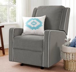 Baby Relax Paisley Rocker Recliner Chair in Pocket Coil Seating in Gray Linen