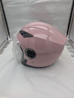 Pink Open-Face Motorcycle Helmet with Visor LARGE