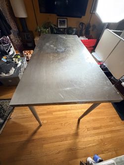 Discontinued IKEA VIKA HYTTAN Stainless Steel Table 59” x 30” Adjustable Legs