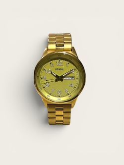 Fossil Gold Tone Stainless Steel Men’s Day Date Watch AM4435