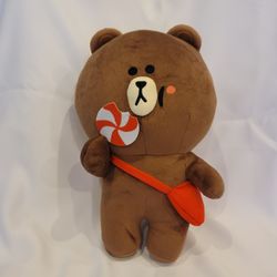 Line Friends Brown Bear Sweetland Plush With Red Bag