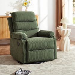 Green Corduroy Swivel Recliner Chair
