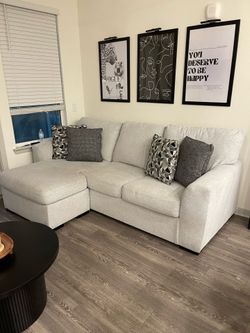 light gray sectional sofa with a chaise lounge