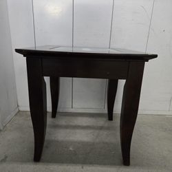 Solid Wood Side Table $ 70 With Glass Top