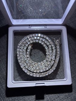 4mm 20” S925 Sterling Silver Tennis Chain Necklace Iced Out Jewelry