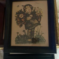 Vintage 1940s Framed Hummel