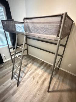 Metal Loft Bed Frame with Ladder
