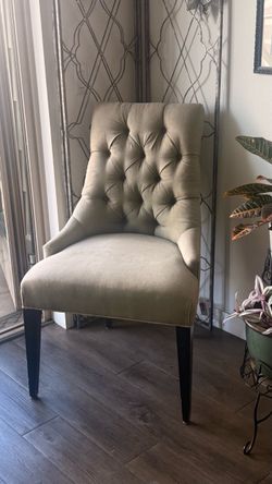 Tufted Accent Chairs with Dark Wood Legs
