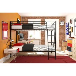 DHP Teddy Convertible Twin over Twin Metal Bunk Bed, Black