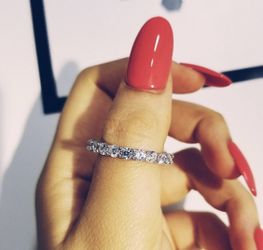 New 18 k white gold engagement ring wedding ring set eternity band