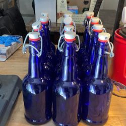 Home Brewing Cobalt Blue Bottles One Dozen