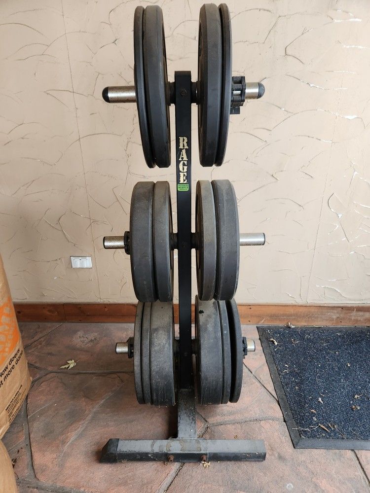 Bumper Plates And Plate Rack All Sold Separately 