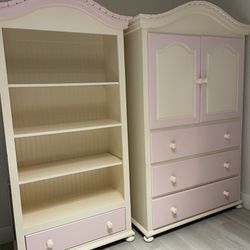 Custom Solid Wood Bedroom Set, Armoire Closet/ Drawer Set And Bookshelve