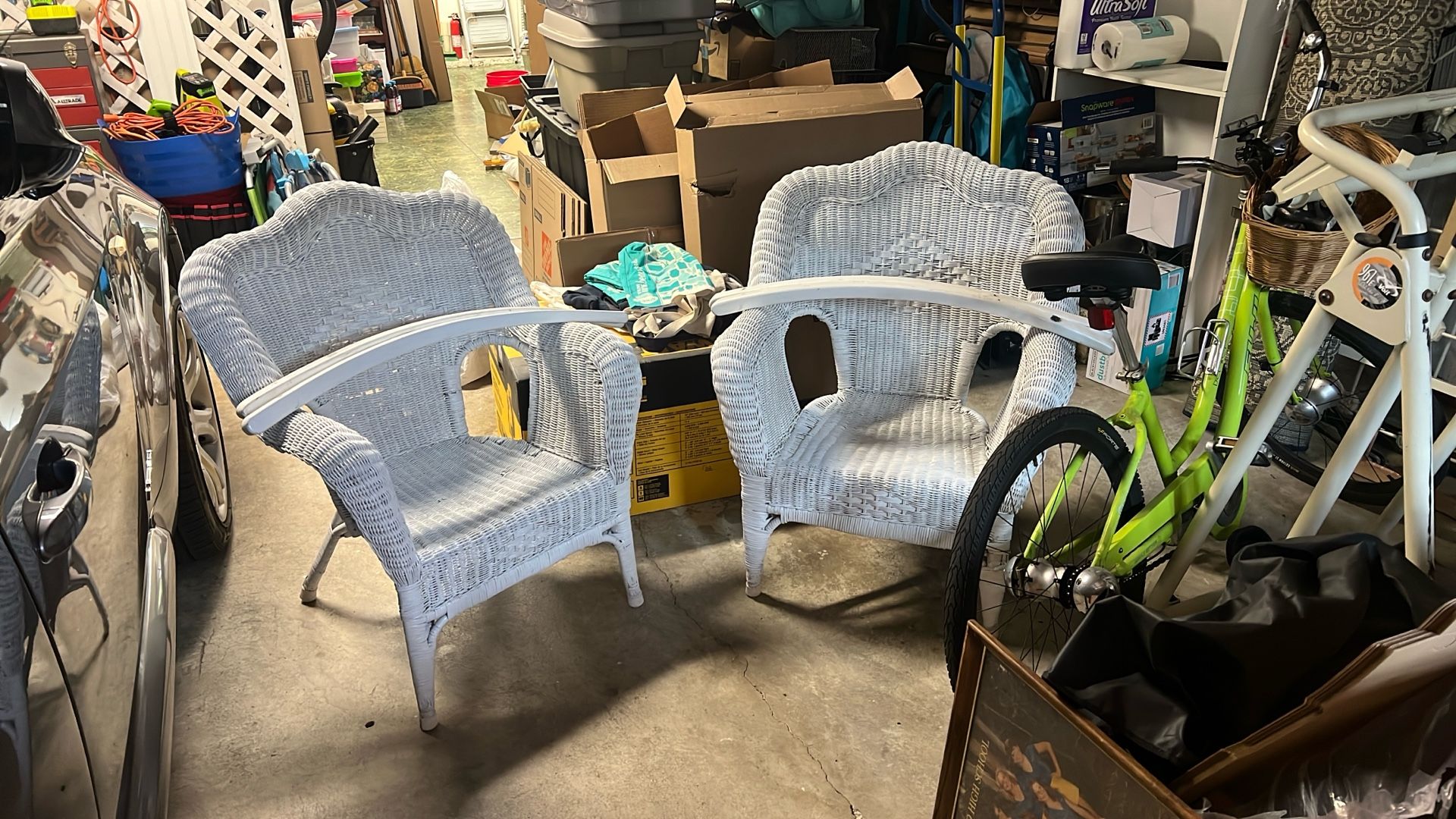 Set Of Two Full Back Wicker Rocker/ Or Chairs