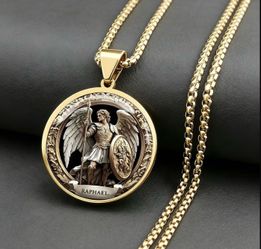 Archangel Raphael Gold-Tone Pendant Necklace