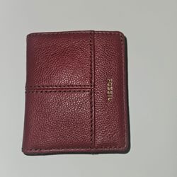 Fossil Real Leather Wallet-Tara Red Velvet