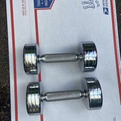 Vintage 2x 5 Pound Chrome Dumbbells Weights Excellent Condition