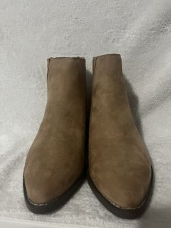 Tan Suede Pointed Toe Ankle Boots