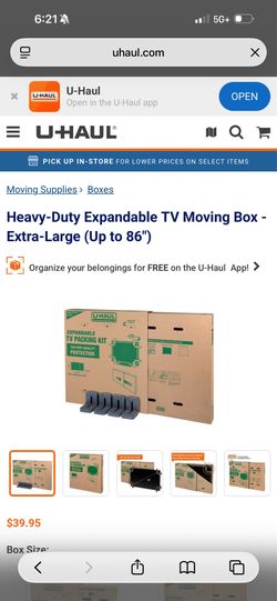 Heavy-Duty Expandable TV Moving Box - Extra-Large (Up to 86")