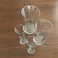 Glass Vases classic flared shape Set of Four