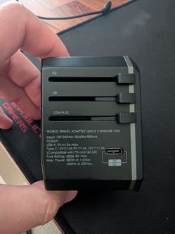 INT'L Travel Adapter with 2x USB-A and 1x USB-C