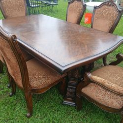 Dining Table Set, Whit 8 Chairs 
