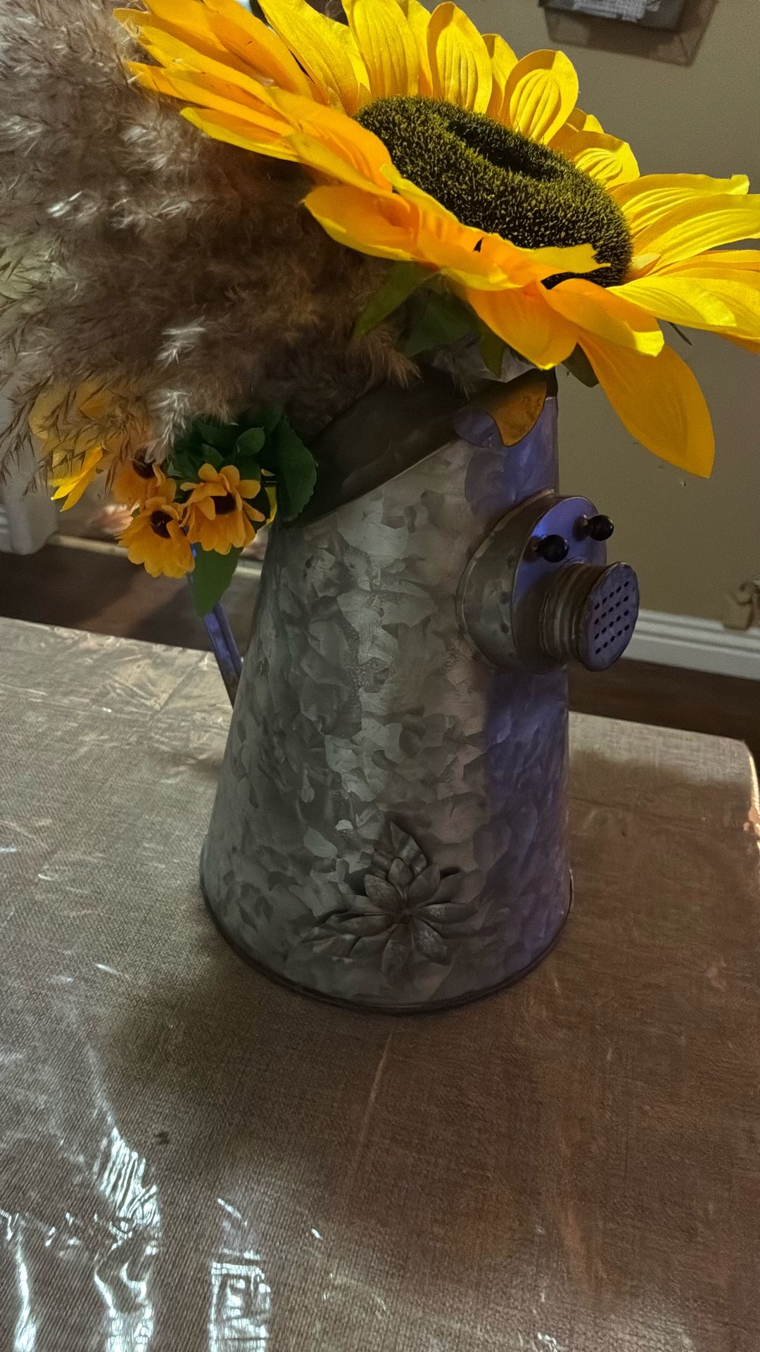 Galvanized, pig, sunflower arrangements