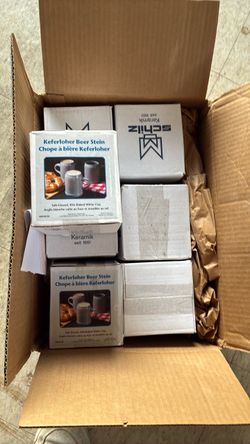 Schilz ceramic beer steins unopened x7