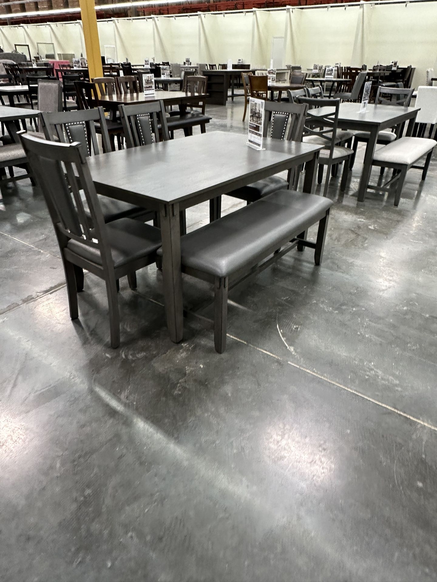 6 Pcs Dining Set Table + 4 Chairs + Bench Color: Espresso. Bonito Conedor De 6 Piezas Color Cafe. 💢 Comedor De 6 Piezas Nuevo En Caja