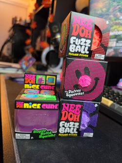 Nee Doh Stress Nice Cube and Fuzz Ball – 4 Pieces