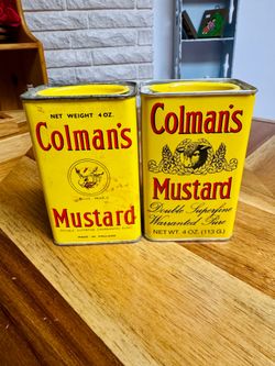 2 Vintage Mustard Tins
