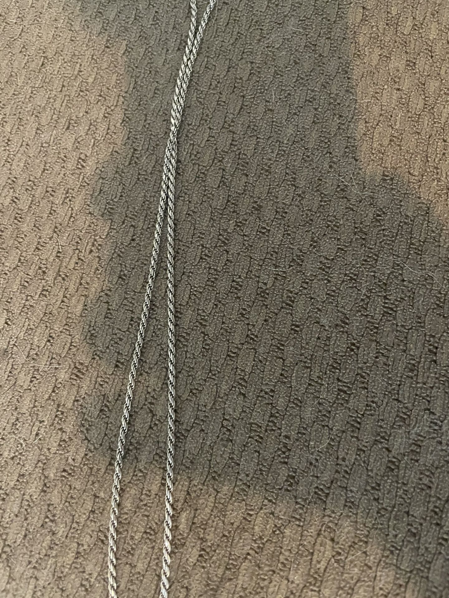 14 K Solid White Gold Rope Necklace 