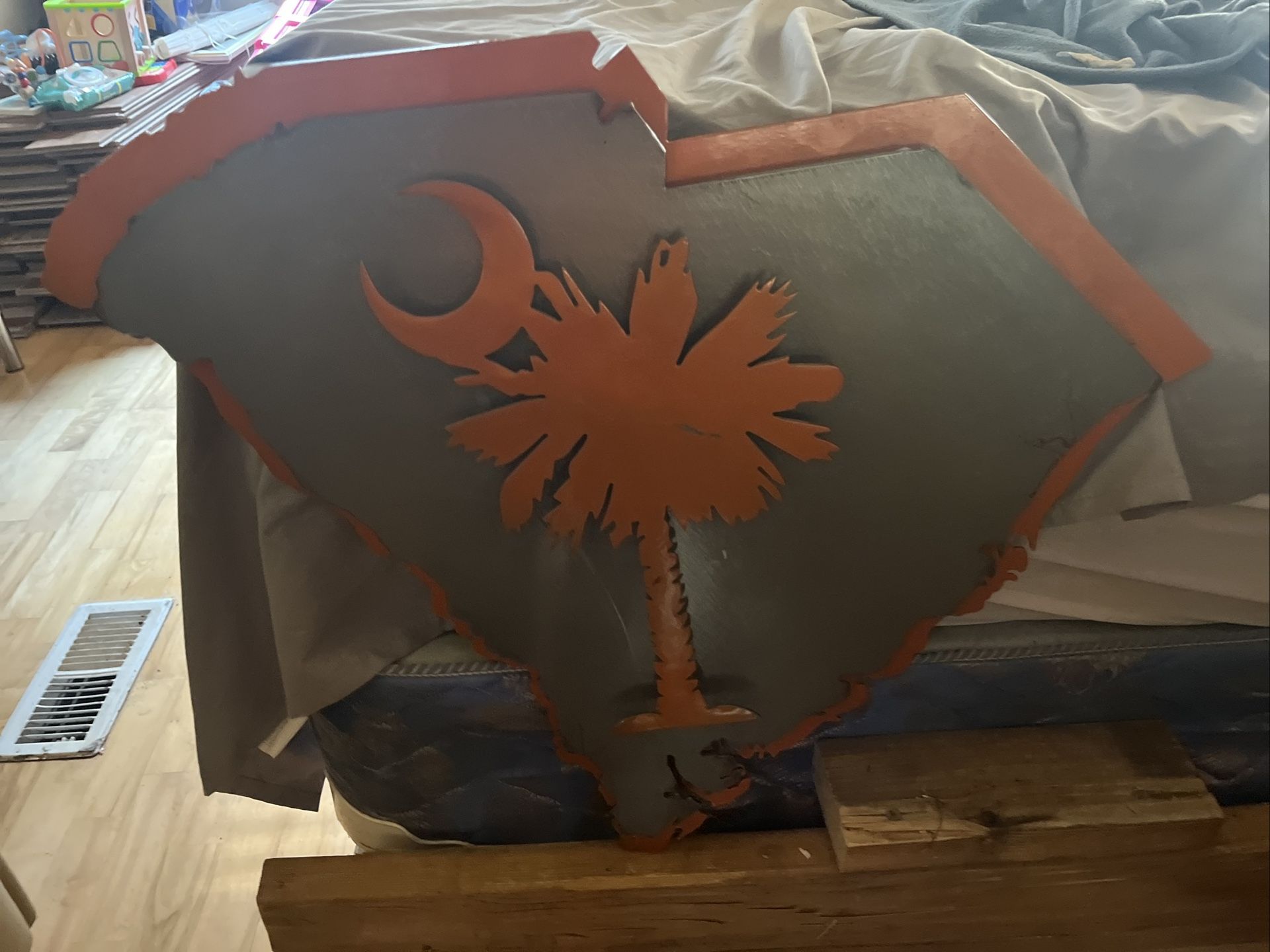 One Of A Kind Laser Cut Wall Decor Of The State Of SC, In CLEMSON COLORS; Was Specially Made For A Clemson Fan.