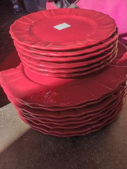 Red plates dinner plates and lunch plates