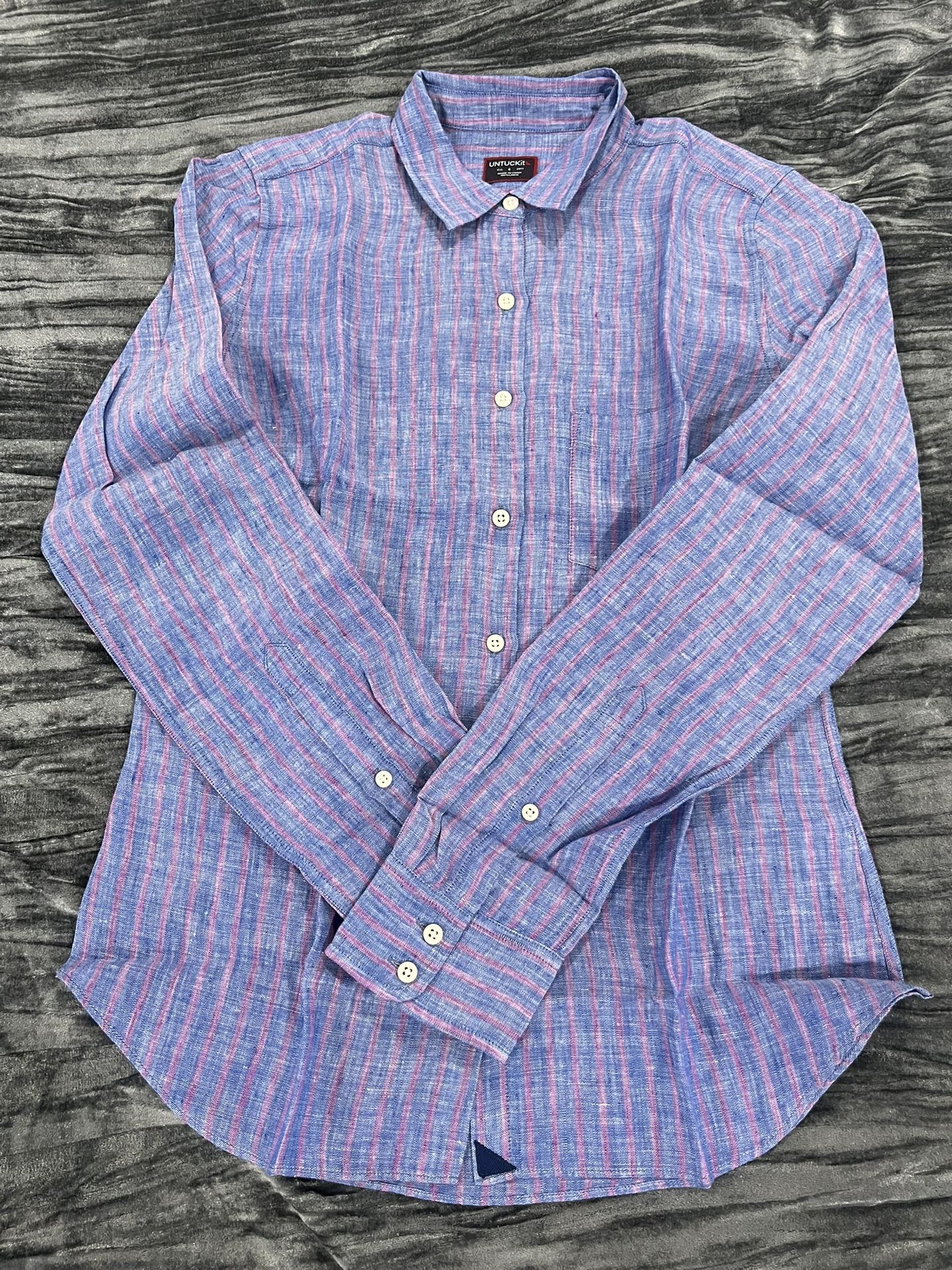 Untuckit Blue Multi Color Button-Up Shirt Size 4 style Zell Regular Fit