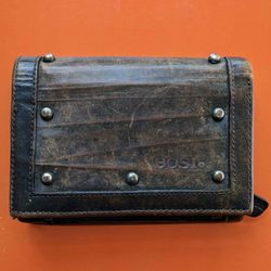 BOSI genuine leather brown trifold large mens wallet cash and card holder with multiple compartments