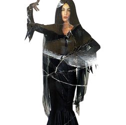 Vintage Morticia Addams Costume 1991 Movie Rubies Gown Dress Black Medium Shawl