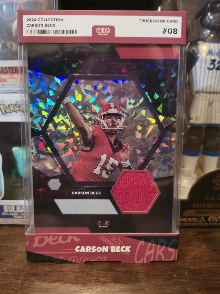 2024 Carson Beck #08 TruCreator 5x7 Jumbo Relic Jersey Cracked Ice RC UGA Bulldogs trading card. 