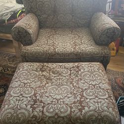 Plush Lavish Armchair  And Matching Ottoman set