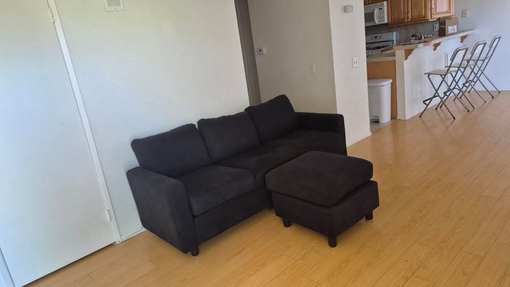 Black Couch With Ottoman