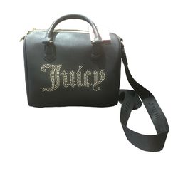 NEW Juicy Couture Obsession Satchel Purse Bag Black Studded Viral Strap